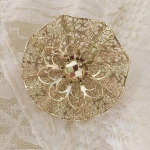 Vintage Emmons gold-tone filagree pin